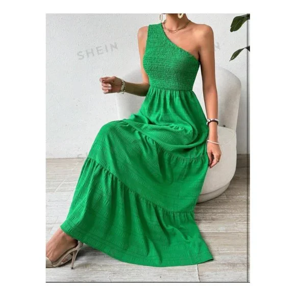 SHEIN | Dresses | One Shoulder Maxi Sundress Large Nib | Poshmark